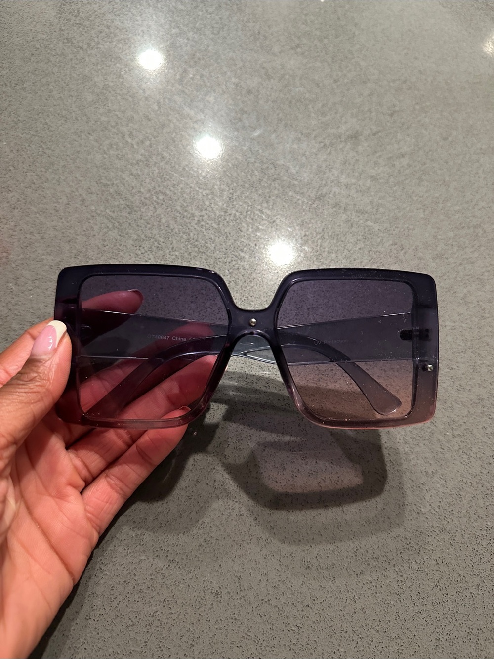 Oversized Gradient Square Women's Sunglasses - Purple